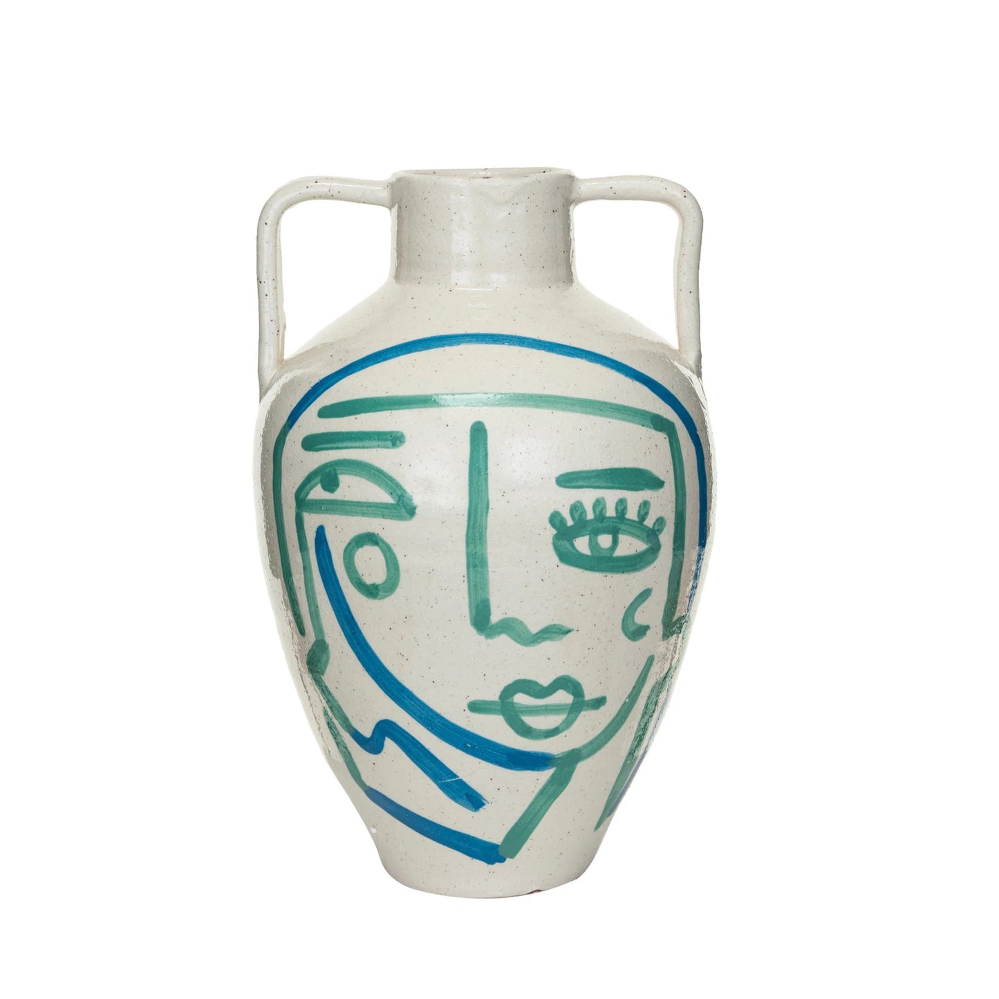 Hand Painted Terracotta Vase with Face