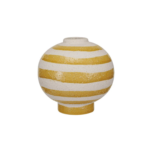 Yellow Striped Stoneware Vase