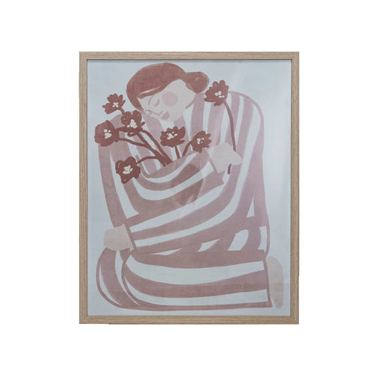 Woman Holding Flowers Framed Wall Decor