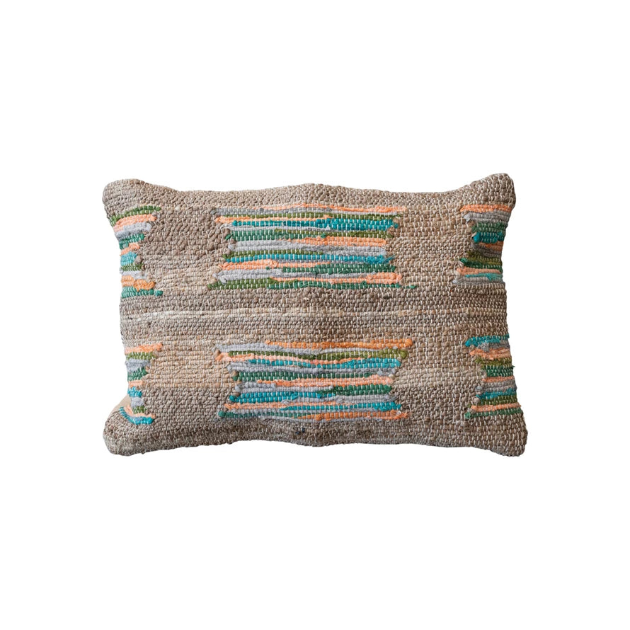 Hand-Woven Jute & Cotton Chindi Lumbar Pillow