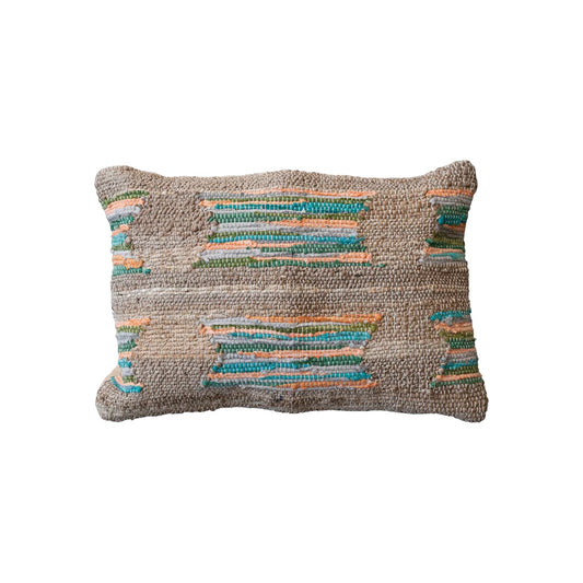 Hand-Woven Jute & Cotton Chindi Lumbar Pillow