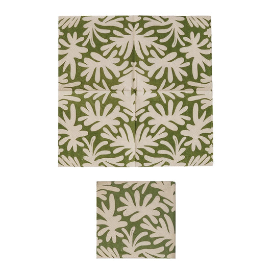 Abstract Green Floral Paper Cocktail Napkins