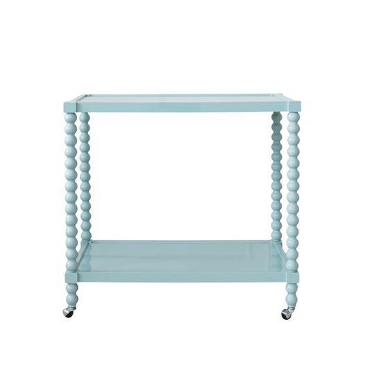 Blue Rubberwood Lacquered Bar Cart