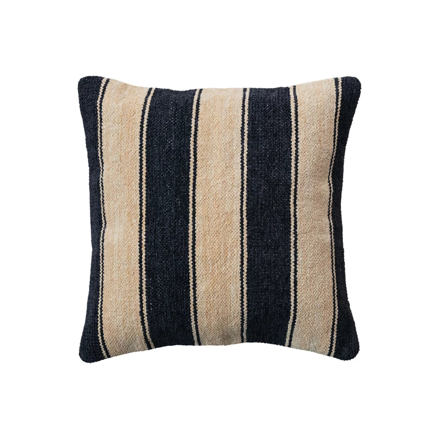 Black & Natural Striped Square Woven Pillow