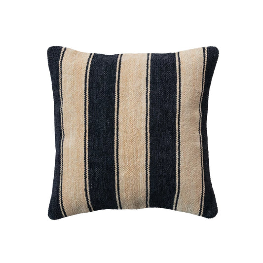 Black & Natural Striped Square Woven Pillow