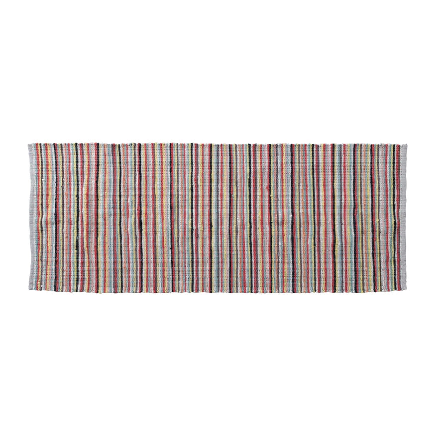 Striped Woven Cotton Blend Floor Runner