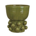 Green Terra-cotta Hobnail Footed Vase