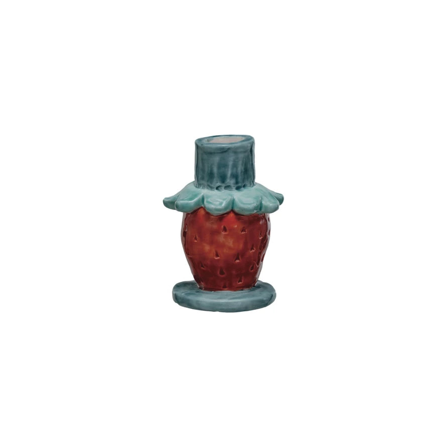 Hand-Painted Stoneware Taper Holders