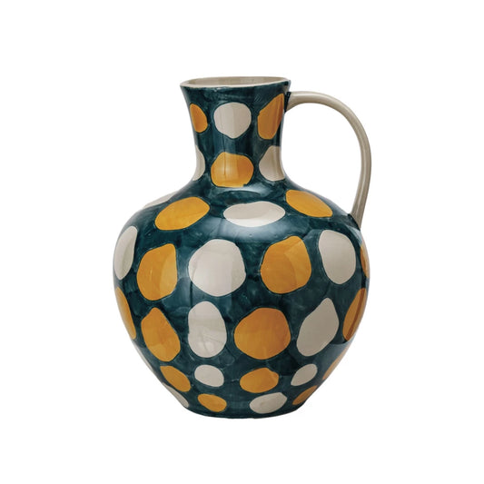 Wax Relief Dots Hand-Painted Stoneware Jug