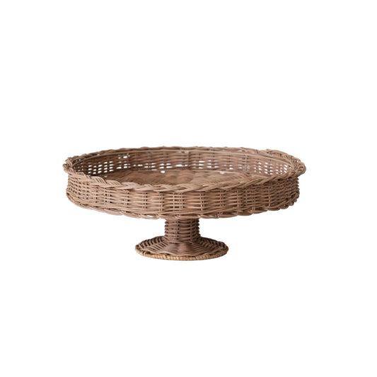 Rattan Pedestal with Braided Rim