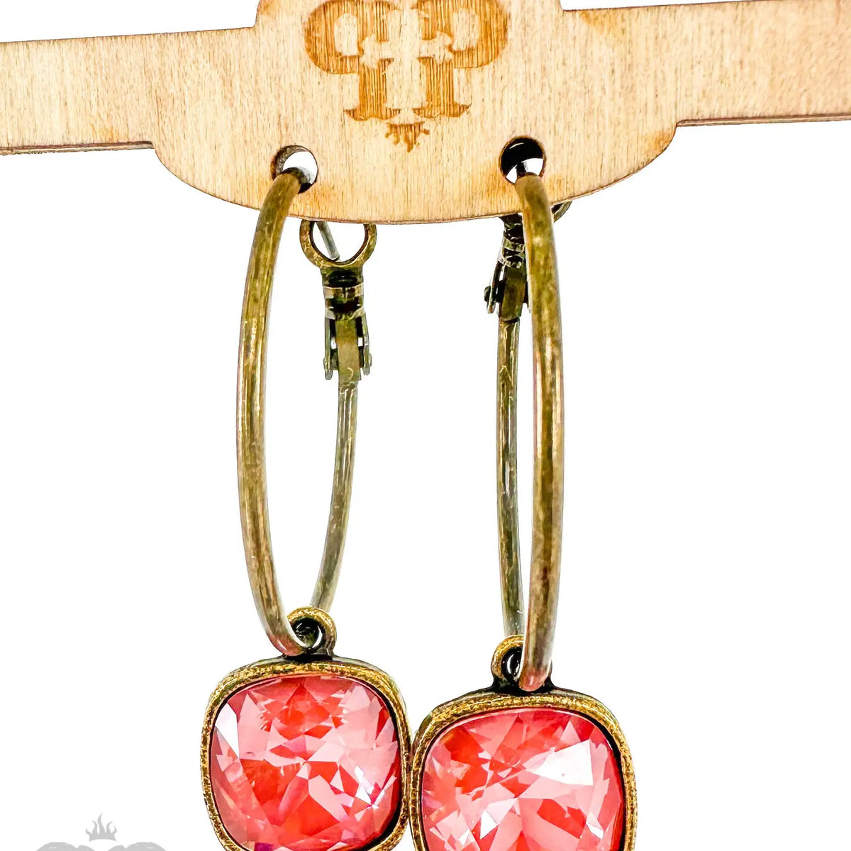 Square Austrian Crystal Hoop Earrings
