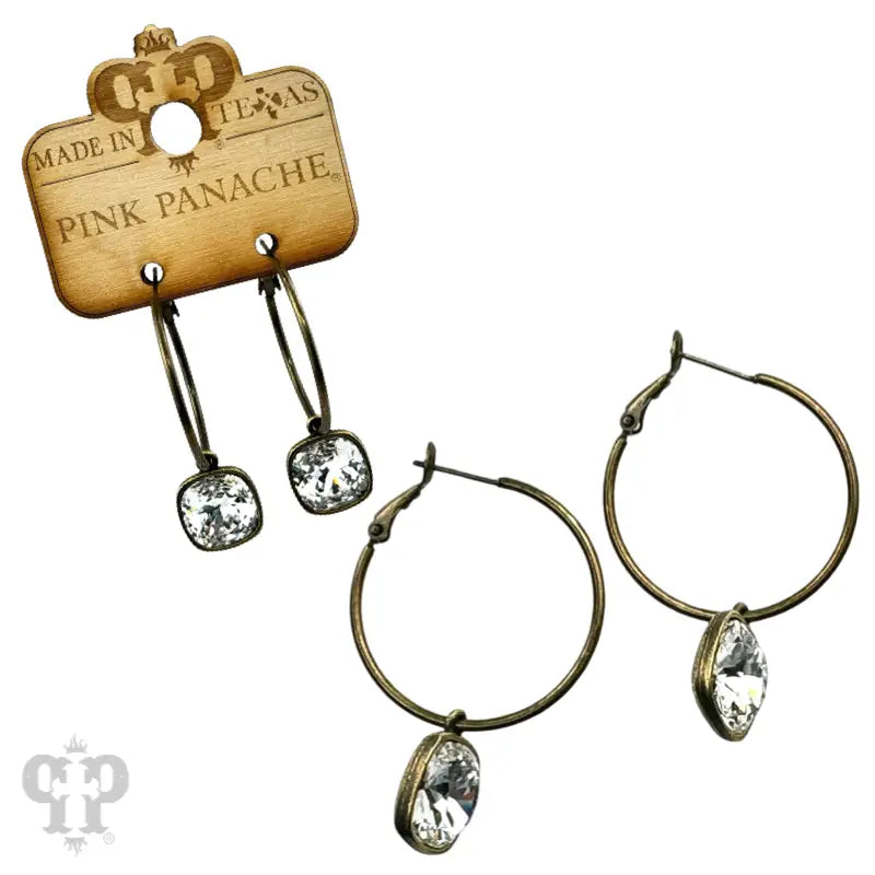 Square Austrian Crystal Hoop Earrings