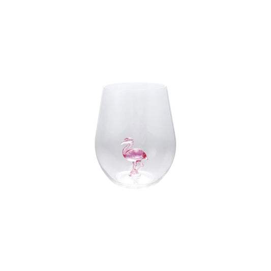 Acrylic Stemless Wine Glass with Flamingo Inside