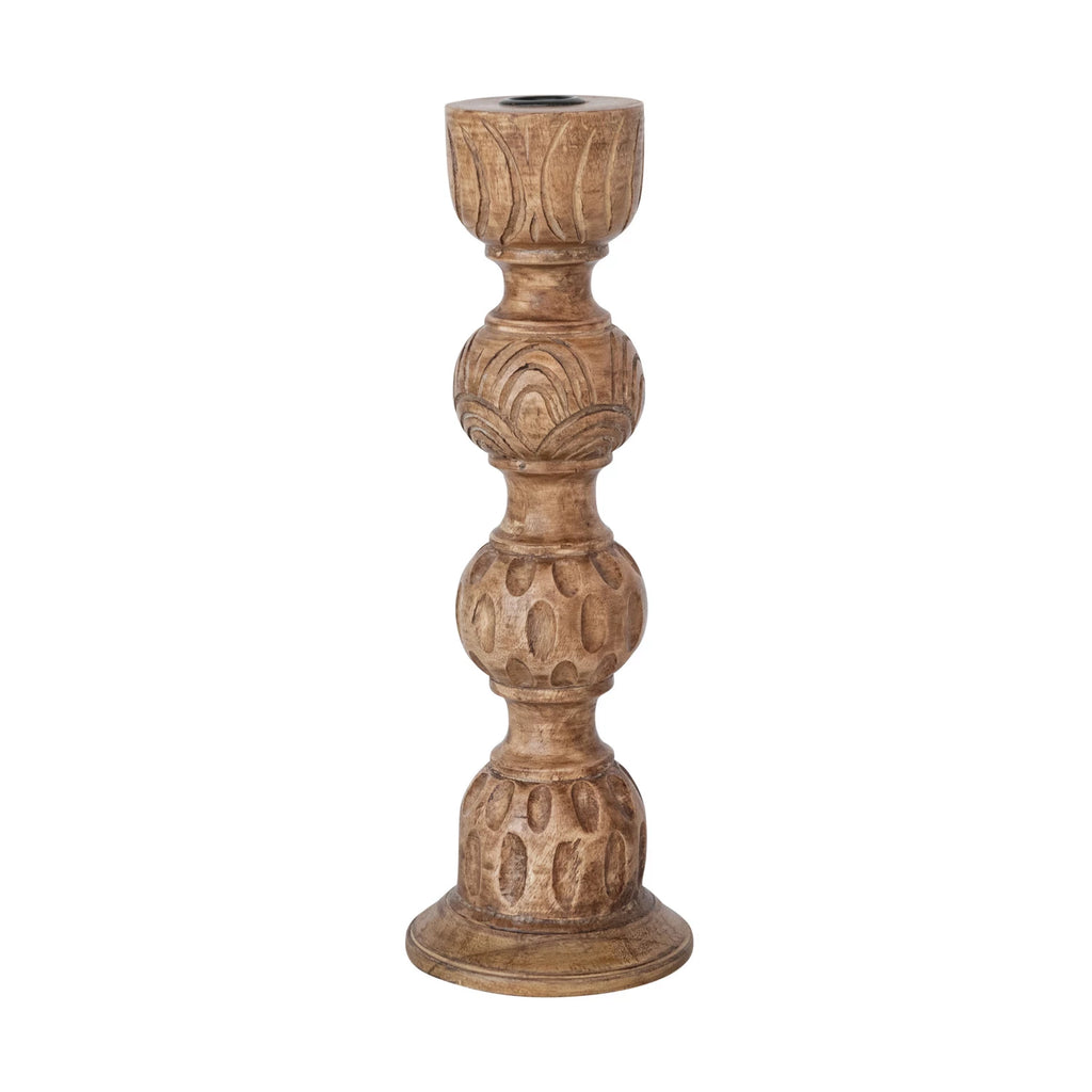 Hand-Carved Mango Wood Taper Holder