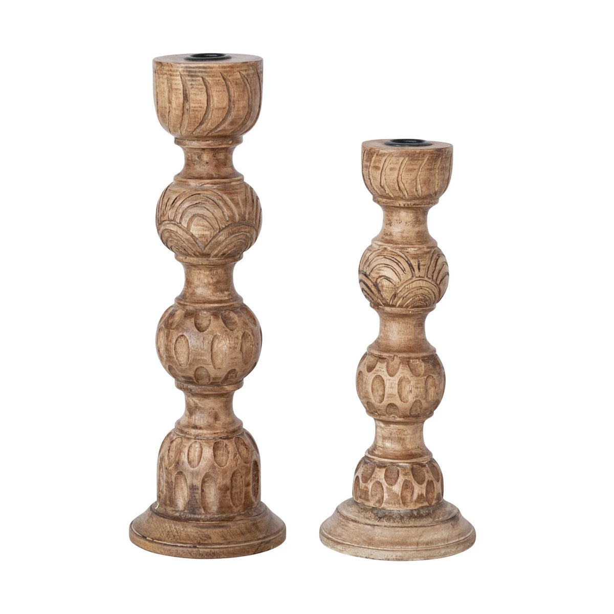 Hand-Carved Mango Wood Taper Holder