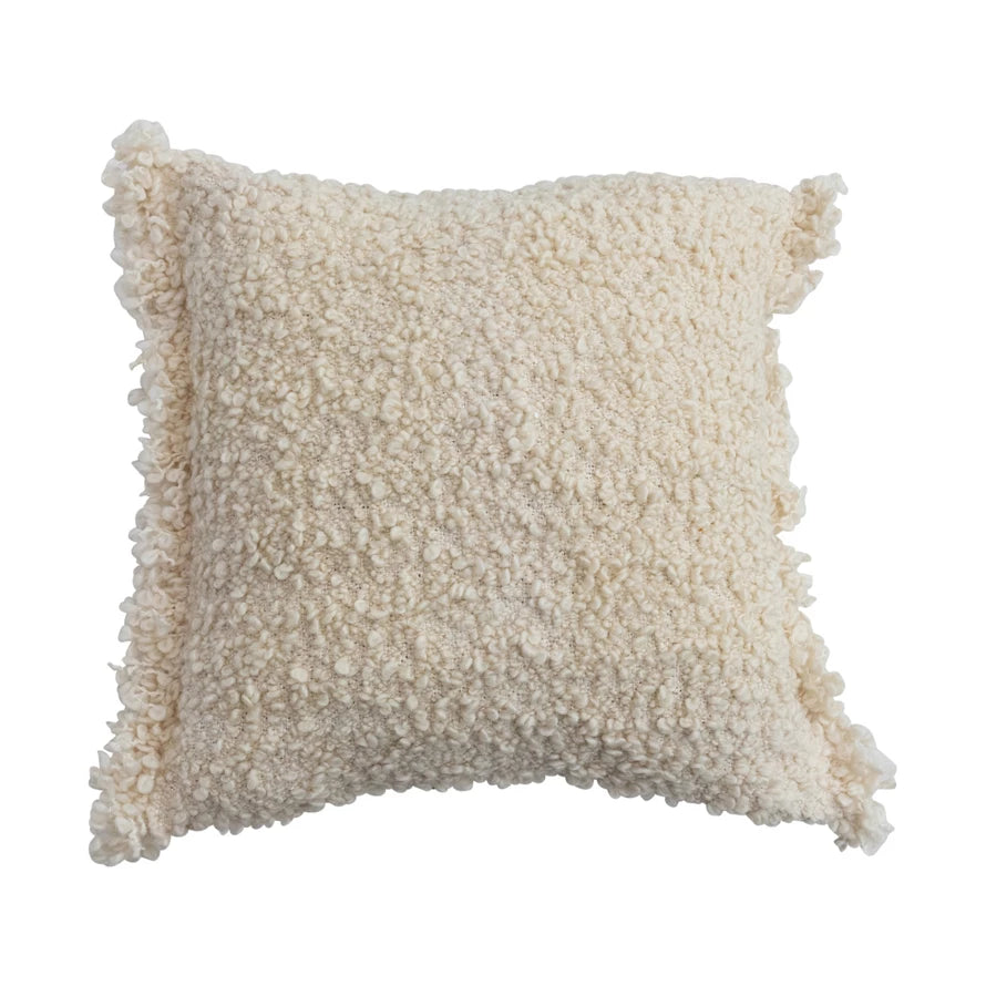 Square Woven Bouclé Fabric Indoor/Outdoor Pillow