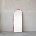 Pink Wood Ball Framed Arched Wall Mirror