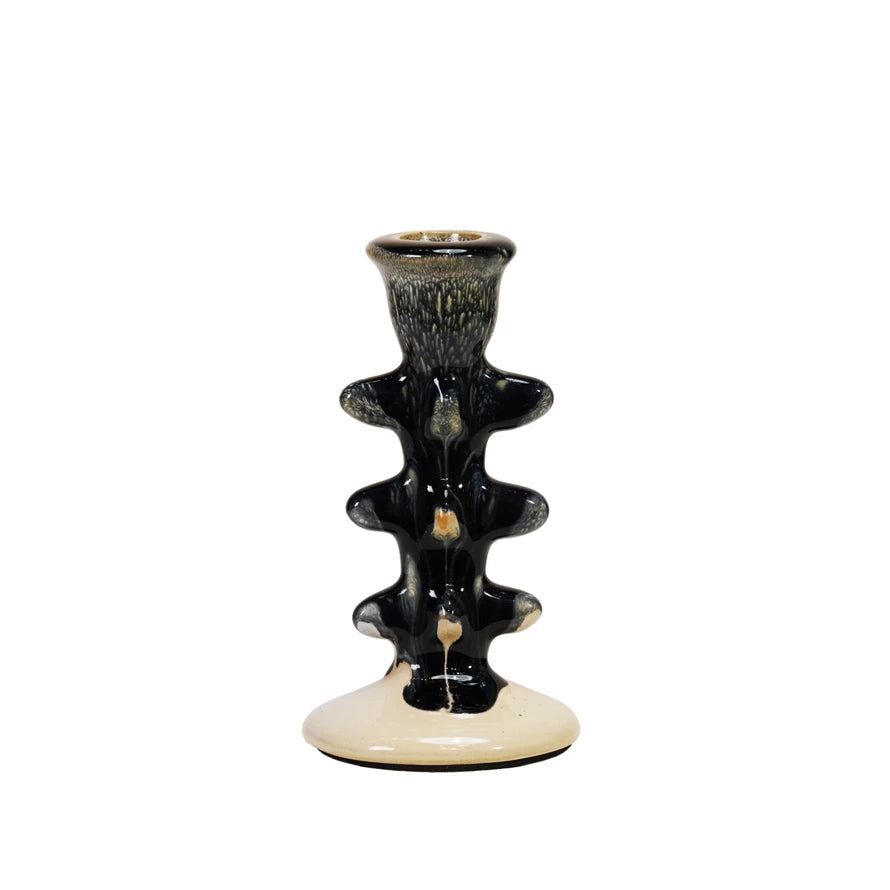 Reactive Glaze Terra-Cotta Taper Holder