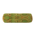 Green Cotton Velvet Embroidered Bolster Pillow