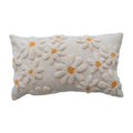 Natural & Yellow Tufted Flowers Lumbar Pillow