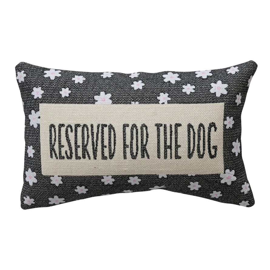 "Reserved For The Dog" Flower Pattern Lumbar Pillow