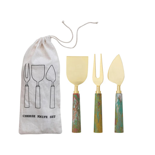Cheese Knives w/ Marbled Resin Handles