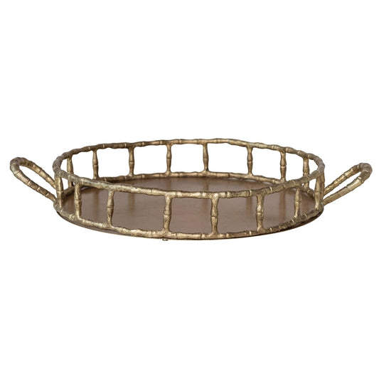 Brass Faux Bamboo Tray w/ Handles