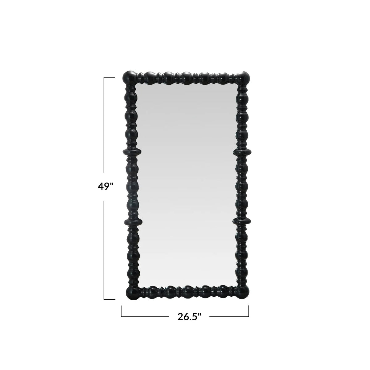 Black Spindle Wood Framed Mirror