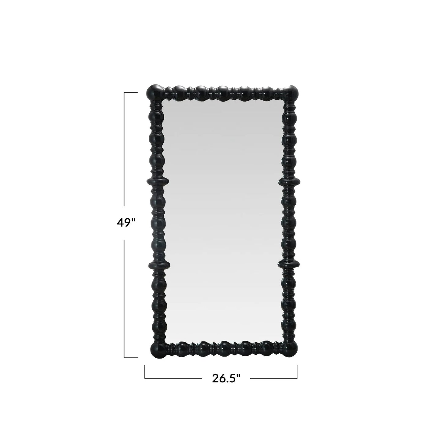 Black Spindle Wood Framed Mirror