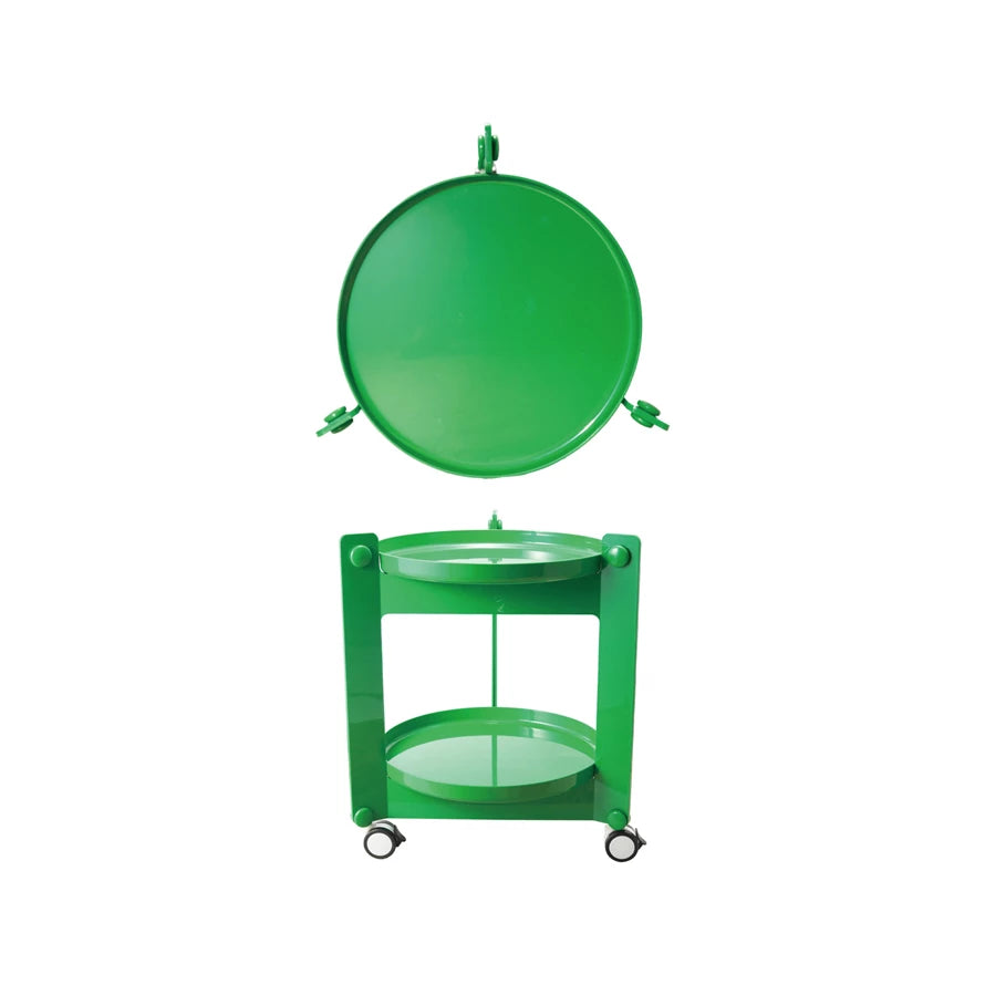 Green 2-Tier Bar Cart