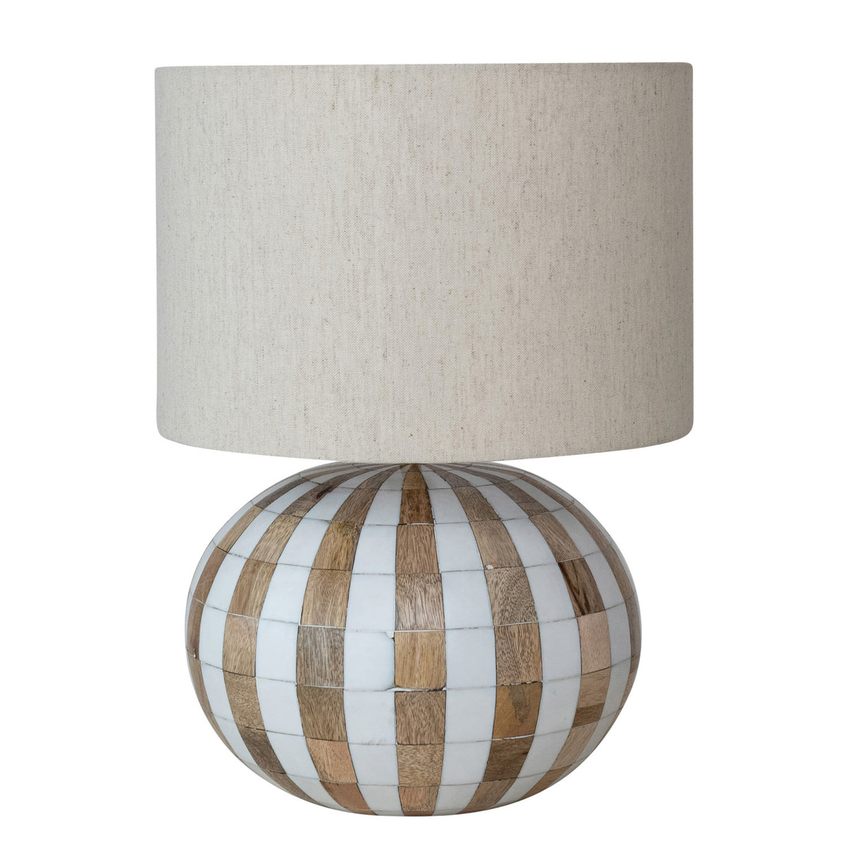 Mango Wood & Inlaid Resin Striped Table Lamp