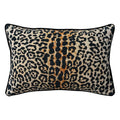 Leopard Print Piped Cotton Velvet Lumbar Pillow