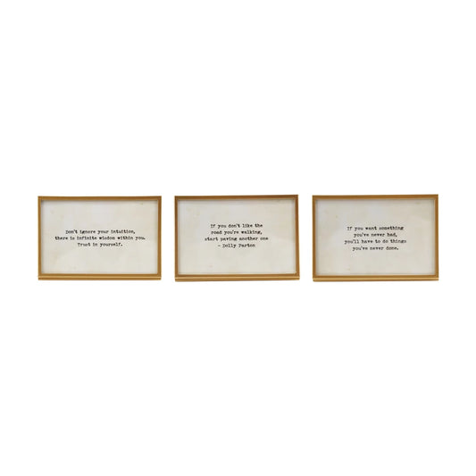 Gold Metal & Glass Frame w/ Easel & Sayings