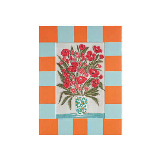 Flowers in Vase & Art Deco Painted Frame Wall Decor