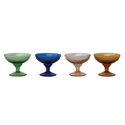 Embossed Stemmed Coupe Glasses