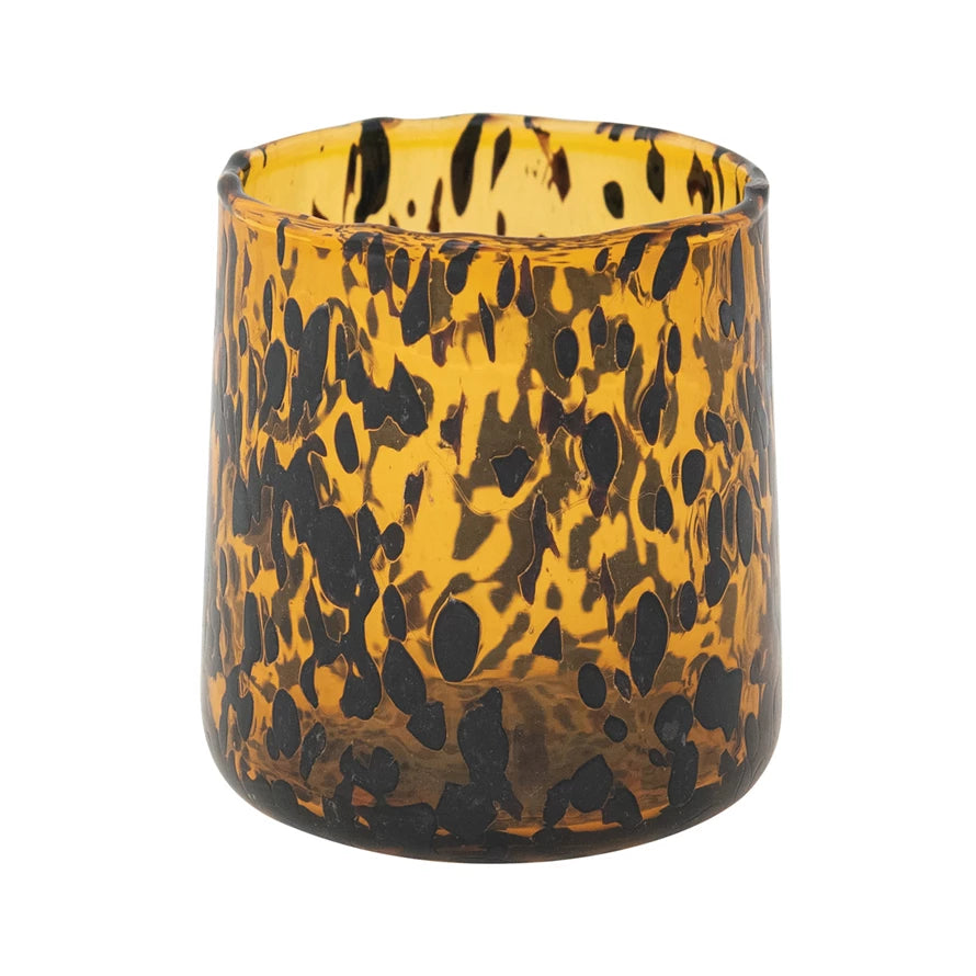 Tortoise Shell Confetti Drinking Glass