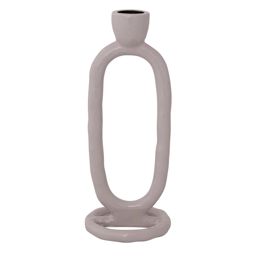 Lilac Enameled Oval Taper Holder