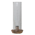 Mango Wood Taper Holder with Hammered Glass Hurricane