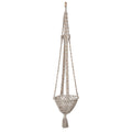 Cotton Macrame Plant Hanger with Wood Beads & Tassel