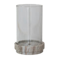 Round Marble Taper/Pillar Candle Holder with Glass Hurricane