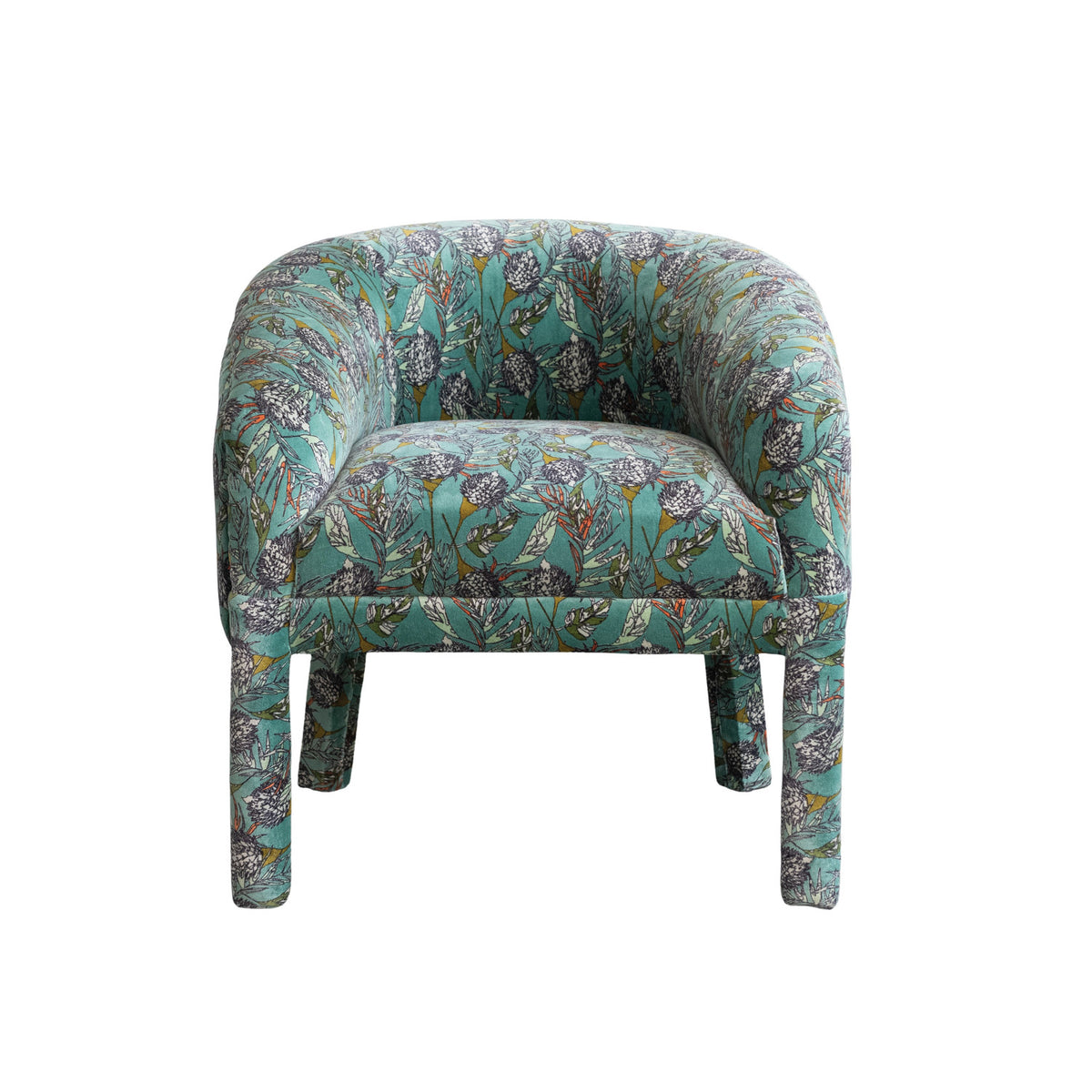 Botanical Pattern Cotton Velvet Arm Chair