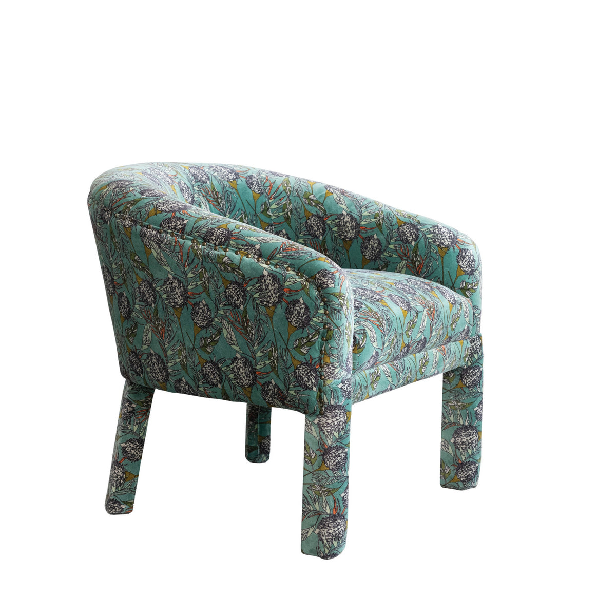Botanical Pattern Cotton Velvet Arm Chair