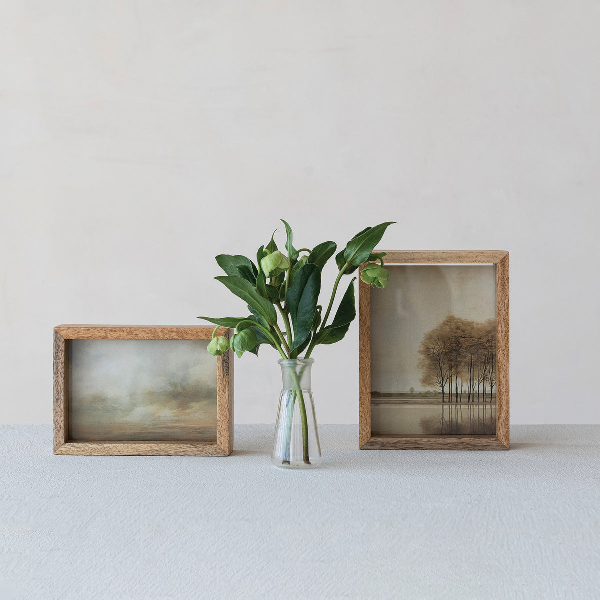 Mango Wood Two-Sided Floating Glass Frames