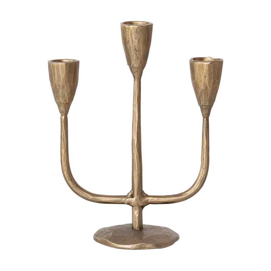 Antique Brass Hand-Forged Iron Candelabra