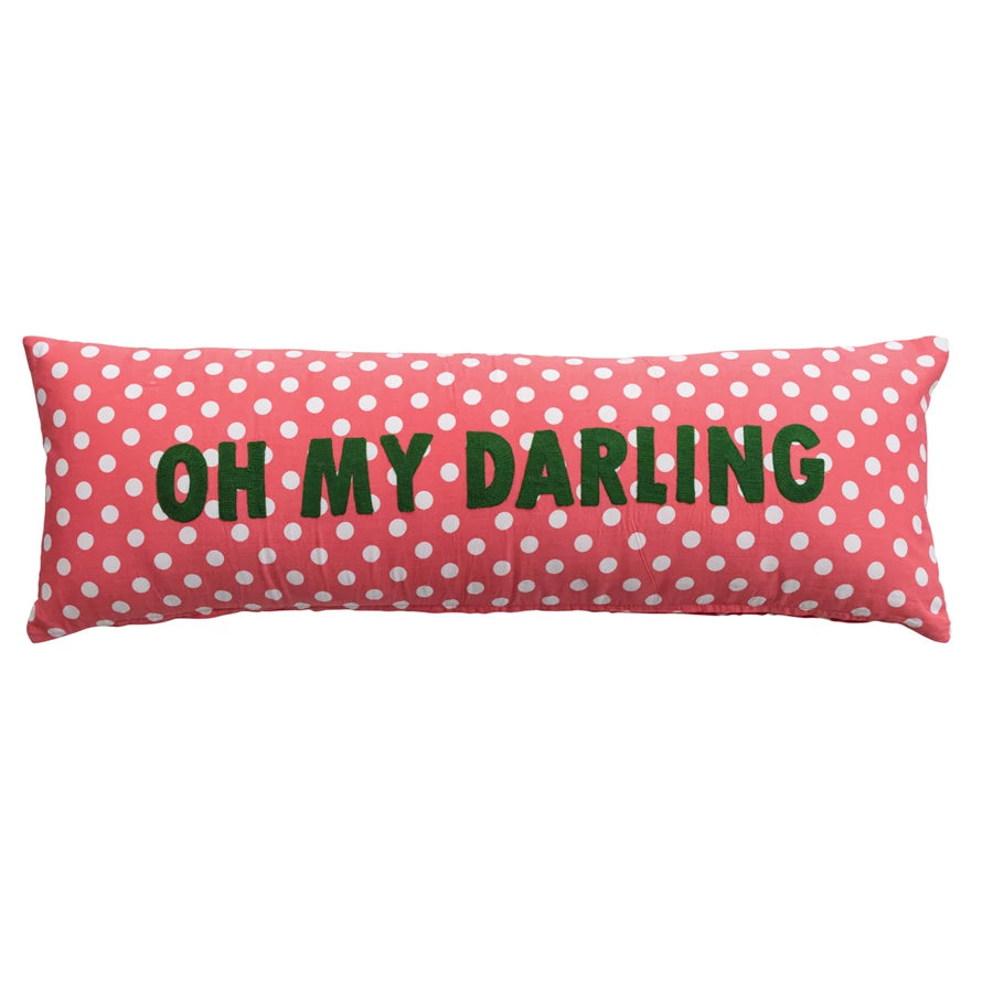 Pink "Oh My Darling" Polka Dot Lumbar Pillow