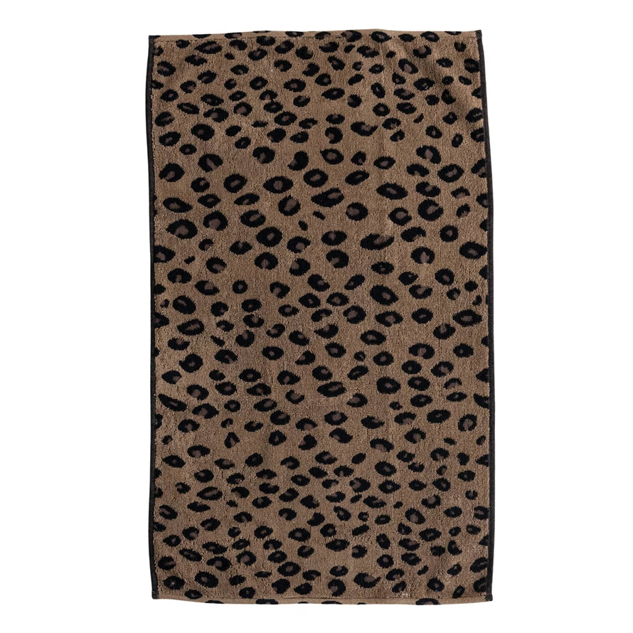 Leopard Print Woven Cotton Terry Bath Towels