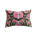 Embroidered Flowers & Jute Eyelash Fringe Lumbar Pillow
