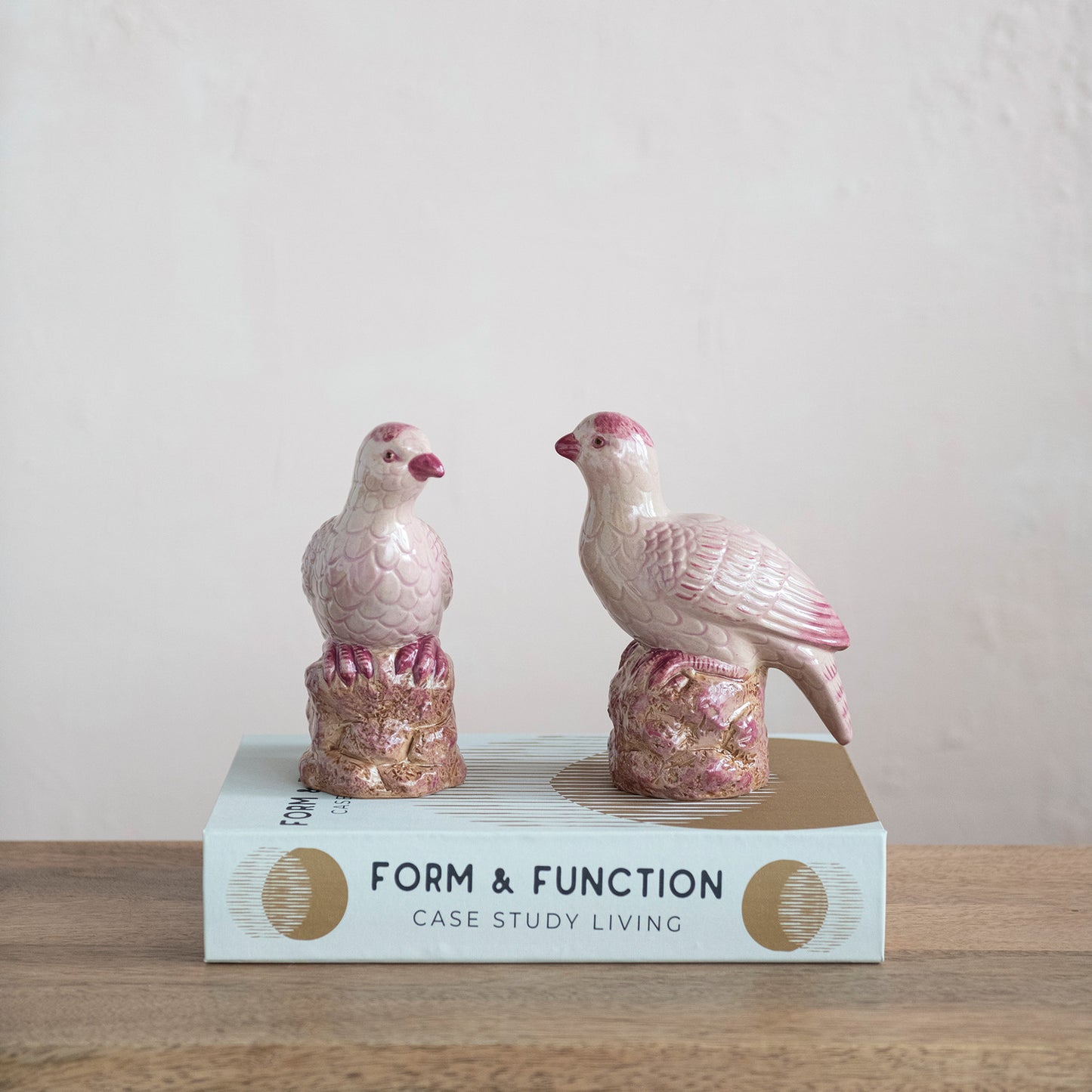 Hand-Painted Pink Stoneware Bird