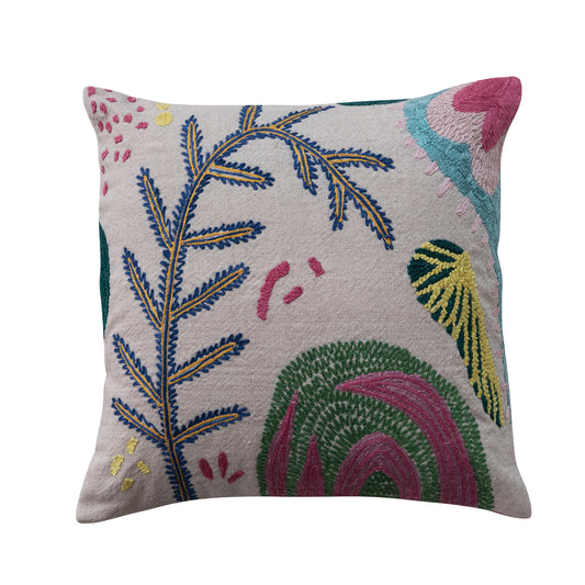 Embroidery Square Hand-Woven Fabric Indoor/Outdoor Pillow
