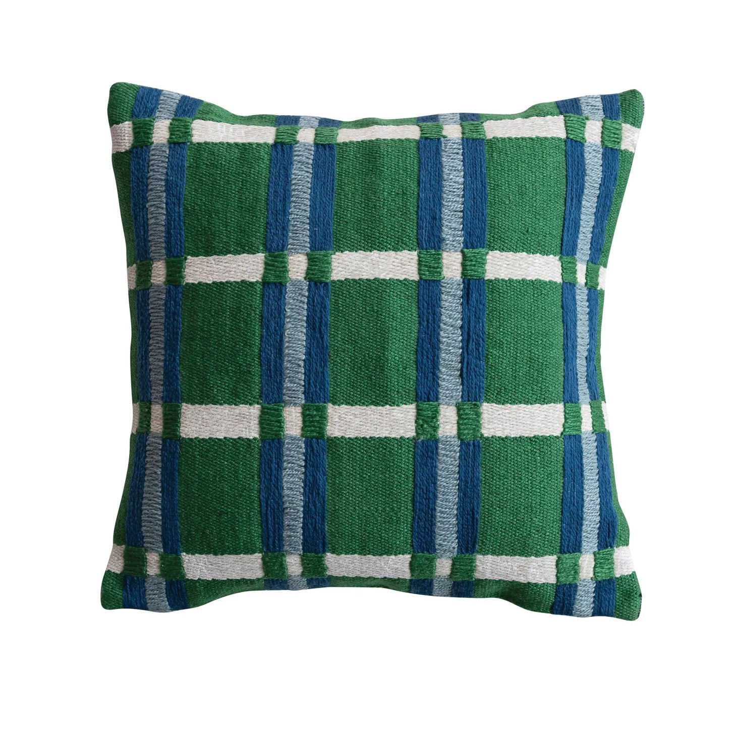 Green/Blue Woven Stripe Pattern Indoor/Outdoor Pillow